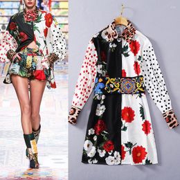 Casual Dresses Runway Long Sleeve Dots Printed Shift Dress 201217YZ04