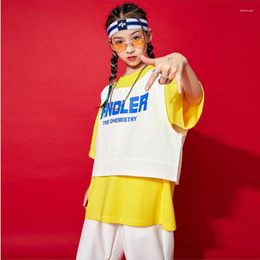 Stage Wear Kids Cool Hip Hop Clothing Oversized Tshirt Tops Streetwear Jogger Running Pants For Girls Boys Jazz Show Dance Costume Clothes