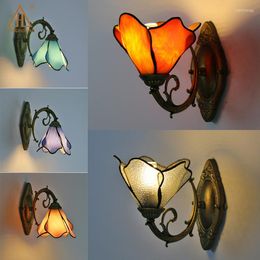Wall Lamps Tiffany Colourful Lamp Retro Creative Home Decoration Indoor Lighting Flower For Bedroom