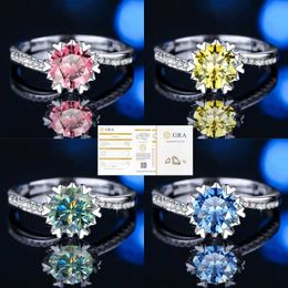 S925 Sterling Silver Moissanite Zircon Wedding Rings Set with 0.5ct/1/2ct Twisted Arm Snowflake Women's Factory Direct Sales