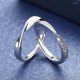 Cluster Rings White Copper Couple Ring Zircon Twisted Women Men Pair Birthday Gift