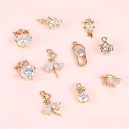 Other Fashion Zircon Pendant Star Dancing Girl Owl Flip Flops Flowers Goldfish Charms For Jewellery Diy Accessory Necklace Drop Delive Dh4Ip