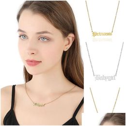 Pendant Necklaces Fashion Ancient Letters Babygirl For Girls Women Gold Sier Stainless Steel Alphabet Clavicle Chain Necklace Drop D Dhuwq