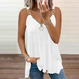 Women's Tanks Stylish Suspenders Vest Zipper V-neck Colorfast Women Milk Silk Top Thin Tank Female Clothing