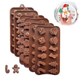 Christmas Chocolate Silicone Mold Gingerbread Man Santa Cookie Mold JN10