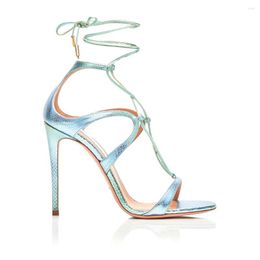 Sandals Women Shallow Open Toe Cross Strappy Luxury Sexy Hollow Stiletto High Heels Pumps Ladies Summer Wedding Lace Up Shoes