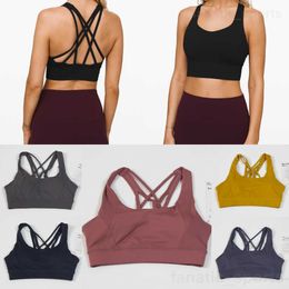 Lady Workout Yogas Bras Bodybuilding Sport Tank Brassiere With Chest Pad Cross Top Underwear Women Gathering Underwear Buttery Wireless Sexy