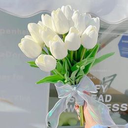 Decorative Flowers 5PCS 35CM Artificial Tulip Flower Bouquet Home Garden Decoration For Wedding Ceremony Decor Mother's Day Gift