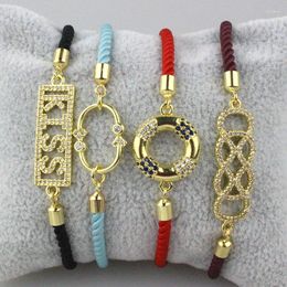 Link Bracelets 10pcs/lot Design Colourful Cz Connector Bracelet Plated Cubic Zircon Component Wholesale