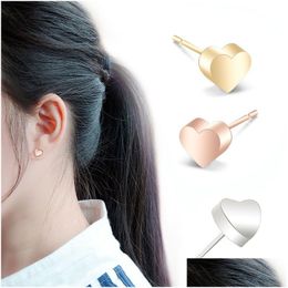 Stud Heart Stainless Steel Earrings Minimalist Small Love Cute Korean Style For Lady Women Bridesmaid Gift Drop Delivery Jewellery Dhipt