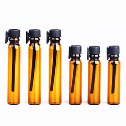 100pcs 1/2ml Empty Mini Amber Glass Perfume Small Sample Vials Bottle Laboratory Liquid Fragrance Test Tube Trial Xdbql