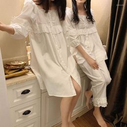 Women's Sleepwear Women's Lolita Square Collar Pyjama Set/Dress.Ruffles Embroidered Vintage Pyjamas Set.Victorian Nightdress Loungewear