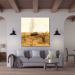 Romantic Landscape Canvas Art Coffin and Grave by Caspar David Friedrich Painting Handmade Modern Office Decor