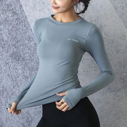 Active Shirts Woman T-Shirts Autumn Winter Sports Fitness Running Quick-Drying Gym Clothes Tight Sexy Long-Sleeved Soft Yoga Bottoming Top