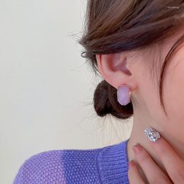 Stud Earrings Temperament Wild Purple Orange Crystal C-shapes For Women Girls Fashion Charm Jewellery Accessories