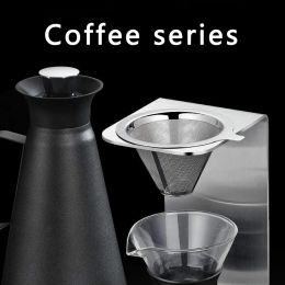 Reusable Double Layer Coffee Philtre 304 Stainless Steel Cone Coffee Philtre Baskets Mesh Strainer Pour Over Coffee Dripper Tools JN10