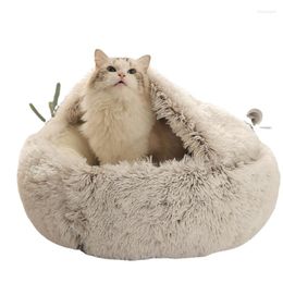 Cat Beds Style Pet Dog Bed Round Plush Warm House Soft Long For Small Dogs Cats Nest 2 In 1