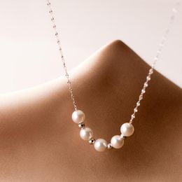Chains Pearl Necklaces For Women On Neck Silver 925 Chain Necklace Girls Fashion Jewellery Bead Bean