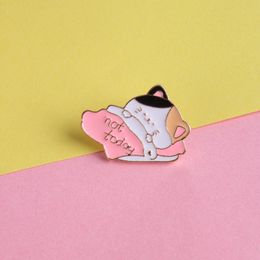 Brooches Pins for Women Fashion Brooch Pins Cute Funny Cat Not Today Clips for Dress Cloths Bags Decor Enamel Metal Jewellery Badge Wholesale