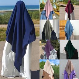 Ethnic Clothing Quality Muslim Modest Fashion Prayer Khimar Two Layer Jazz Crepe Double Layers High Long Hijab Wholesale Islamic