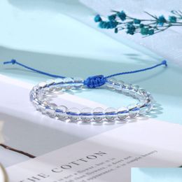 Beaded Fashion Clear Crystal Bead Bracelet 8Mm Glass Transparent Quartz Loose Braided Friendship For Women Jewellery Drop Delivery Brac Dhikl