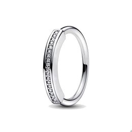 925 Sterling Silver Signature I-D Pave Ring for Pandora Sparkling Crystal Diamond Couple Rings designer Jewellery For Women Men Wedding Gift ring with Original Box
