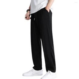 Men's Pants Trendy Long Sweatpants Ribbed 3D Cutting Men Ice Silk Running Fitness Trousers Colorfast Casual Streetwear