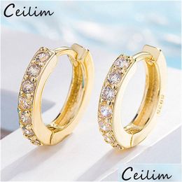 Ear Cuff New Trendy Cubic Zirconia Crystal Small Round Earrings For Women Gold And Sier Plated Rhinestone Clip Earring Without Pierc Dhkr6