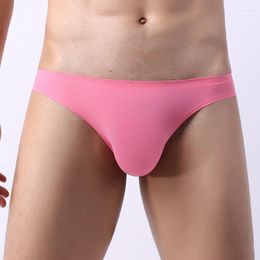 Underpants Men's Panties Traceless Ice Silk Premium Sexy Boxer Mens Bikini Underwear Briefs Striped Low Waist Comfortable One-piece