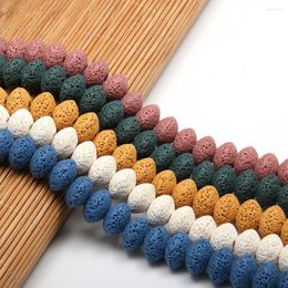 Beads Natural Stone Multicolor Lava Volcanic Abacus Loose Beaded For Jewelry Making DIY Necklace Bracelet Accessories