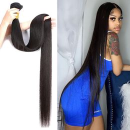 Hair Bulks 30 32 inch Brazilian Human Weave Bundles Bone Straight Raw Extensions 3 4 230609