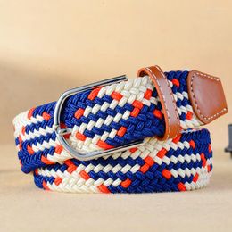 Belts Multicolor Female Casual Knitted Pin Buckle Men Belt Woven Canvas Elastic Expandable Braided Stretch For Women Jeans