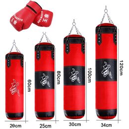 Sand Bag Punching Bag Hanging Boxing Bag with Gloves Hand Wraps Hanging Chains Hook for MMA Muay Thai Karate Taekwondo Training Fitness 230609