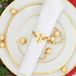 Table Cloth 6 Pcs Bee Napkin Rings Creative Holders Gold Dining Set Metal Alloy Clasp Shaped Buckle Party Decor Wedding