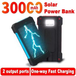 Free Customized LOGO 30000mAh Solar Fast Charging Power Bank Portable Waterproof External Battery with Flashlight for Outdoor traveling Xiaomi iPhone