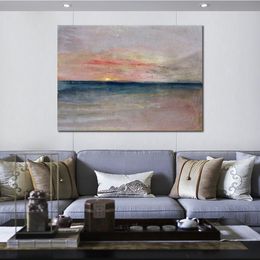 Contemporary Landscapes Canvas Art Sunset Hand Painted Joseph William Turner Painting for Studios Office Decor