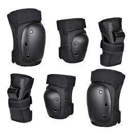 Elbow Knee Pads 6pcs Kit Black Skateboard Ice Roller Skating Protective Gear Wrist Guard Cycling Riding Protector 230609