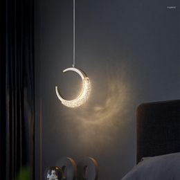 Pendant Lamps Modern LED Creative Lights Moon Crystal Hanging Bedside Lighting Bedroom Living Room Light Fixture Home Decoration