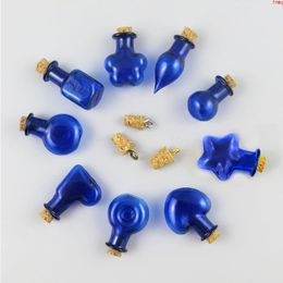 20 x 2ml Mini Cute Clear Blue Green Amber Mixed Shape Cork Glass Bottle with Eye Hook Charm Bottles Vial Pendanthigh qty Nxtna