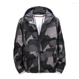 Men's Jackets Fall Men's Print Coat Loose Hoodie Camouflage Jacket Hipster Trench Coa