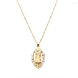 Pendant Necklaces Classic Vintage Virgin Mary Sweater Necklace Charming Women's Clavicle Chain Accessories Fashion Christian Jewellery