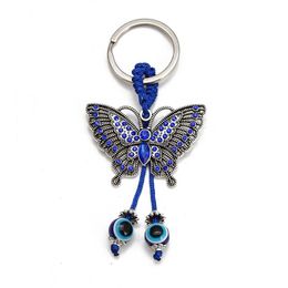 Turkish Blue Evil Eye Keychain Lucky Tortoise Butterfly Pendant Charms Car Key Chains Fashion Key Chain Accessories