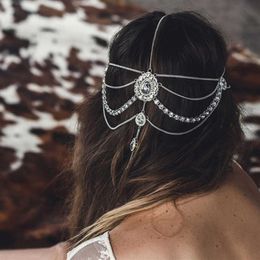 Fashion cross-border jewelry full diamond yoga hair accessories headband exaggerated national feng shui drop gemstone253F