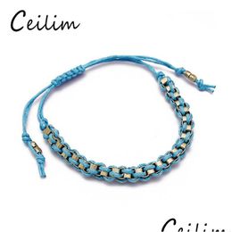 Chain Simple Fashion Handmade Blue Woven Bracelets For Women Minimalist Charm Jewellery Gift Daily Holiday Drop Delivery Dhky5