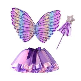 Other Event Party Supplies Beautiful Little Angel Wings Fairy Stick Makeup Dance Skirt Suit Children's Day Butterfly Wings Girl's First Birthday Gift 230609