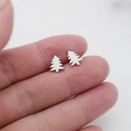 Stud Earrings Creative Christmas Gift For Women Stainless Steel Pine Tree Outdoor Travel Jewellery