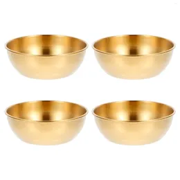 Plates 4 Pcs Go Lids Seasoning Dish Small Appetizer 8X8X2.5CM Golden Stainless Steel Child