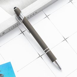 2Pcs Universal Push Ballpoint Pen Plastic Ergonomic Design Student Press Stationery