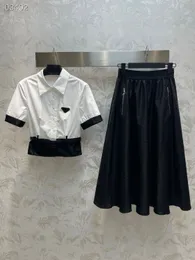 Two Piece Dress Women Fashion Black Long Skirts Vintage Ribbon Ruffle High Waist Wrinkle Split Skirt Elegent A-line Solid Colour Skirts P008