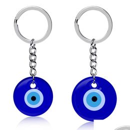 Key Rings Blue Evil Eye Keychain Lucky Turkish Amet For Car Keys Jewellery Drop Delivery Dhbms